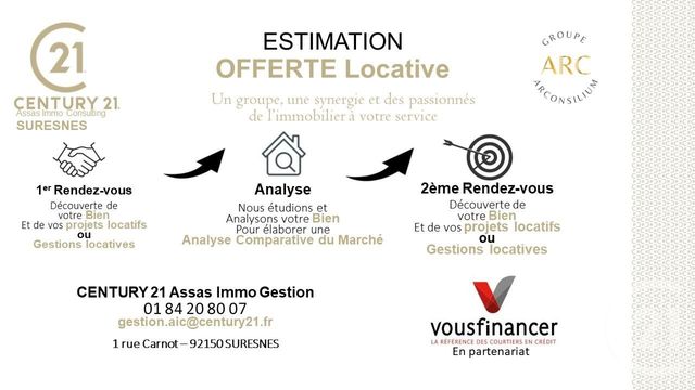 Appartement F2 à louer - 2 pièces - 43.68 m2 - SURESNES - 92 - ILE-DE-FRANCE - Century 21 Arconsilium